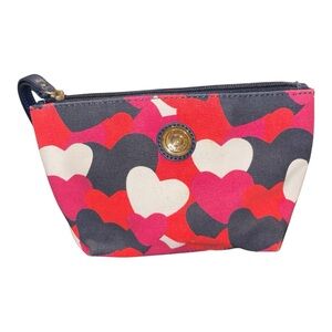 Tommy Hilfiger Heart Print Canvas Wristlet Pouch cosmetic Bag BP4